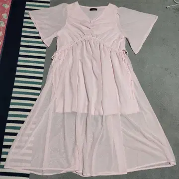 핑크 쉬폰 플레어 드레스 4L