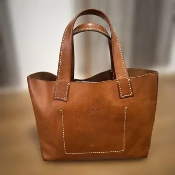 genten 브라운 가죽 토트백