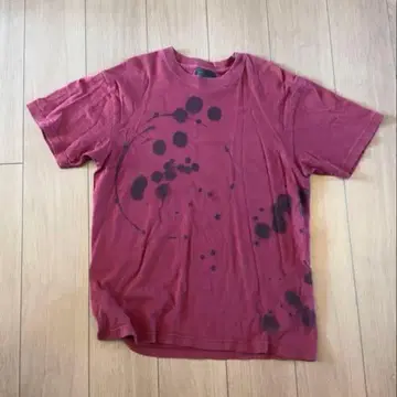 FL 로고 스플래터 프린트 T셔츠 버건디 구제 의류