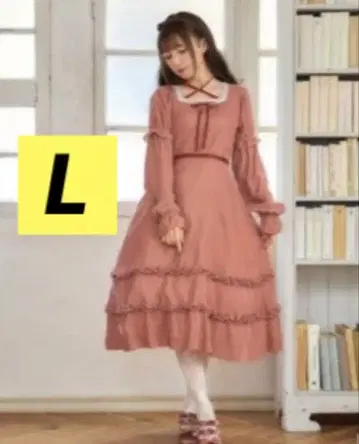 시마무라 미나카타 유이 클래시컬 프릴 벨로아 원피스 핑크 L