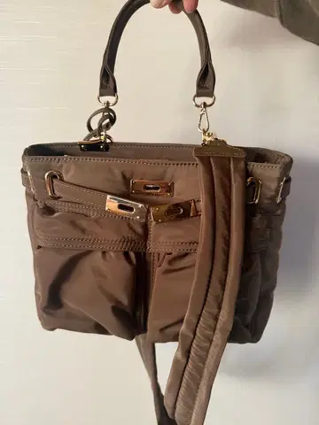 GOODGLIF 브라운 나일론 숄더백 2WAY