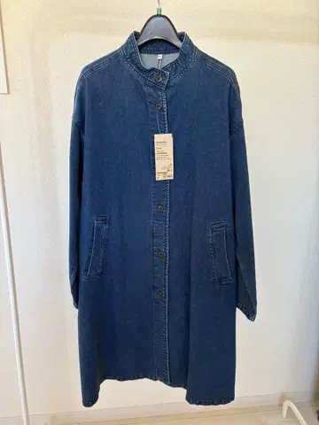 무인양품 새상품 데님 코트 인디고 블루 M 사이즈