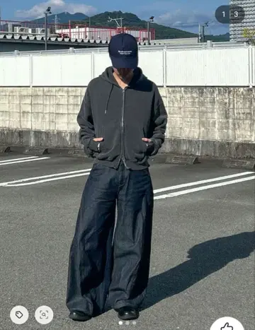 HARE 3차원 데님 배기 데님 팬츠 플레어 데님