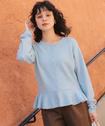 titivate 앞뒤 2way 프릴 헴 니트 가디건/상의 M