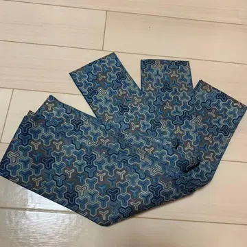 [순수 실크] 기하학 패턴의 남성용 오비 블루 계열