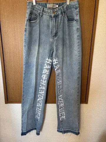 HARSH AND CRUEL 데님 팬츠 자수 남녀 공용 M