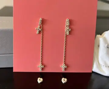 스타 주얼리 크로스 모티브 롱 귀걸이 실버 925