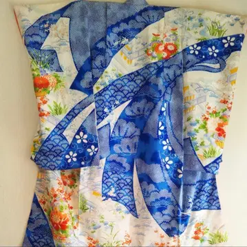 시치고산 여아용 순수 실크 후리소데 오비 세트