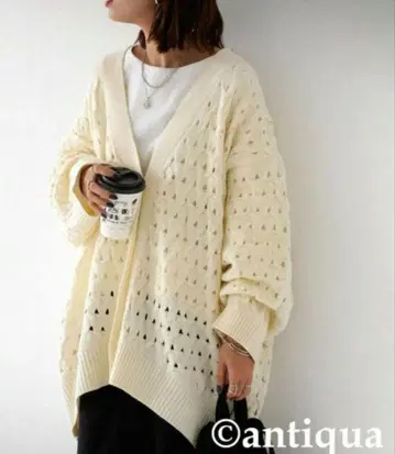 새상품급! antiqua 시스루 패턴 니트 가디건