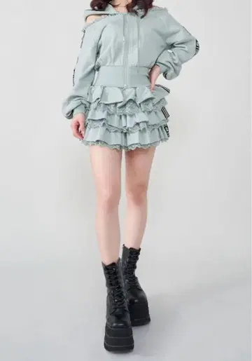 다리치 걸리시 스포티 맨투맨 상의 x 라인 프릴 미니 스커트 FL