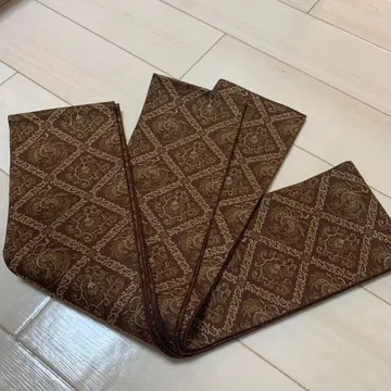 [순수 실크] 브라운 봉황과 꽃 무늬 남성용 오비