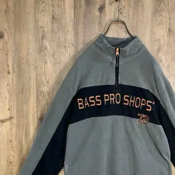 Bass Pro Shops 플리스 하프 지퍼 자수 로고 그레이 I19