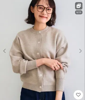 CROSS FUNCTION 크루넥 가디건 그레이쉬 베이지