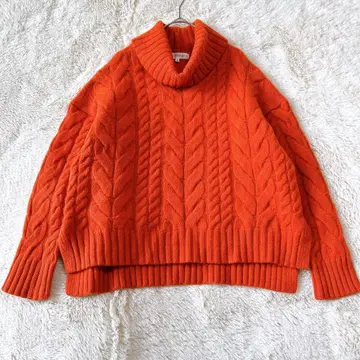KUMIKYOKU 케이블 짜임 터틀 니트 오렌지 루즈핏 2 M 상당