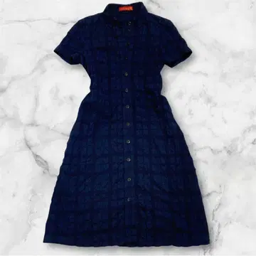 요크랜드 반팔 셔츠 원피스 자카드 스트링 네이비 9호