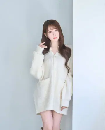 rosemuse shaggy knit cardie ivory