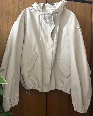 유니클로 코튼 블렌드 숏 후드티 베이지 L