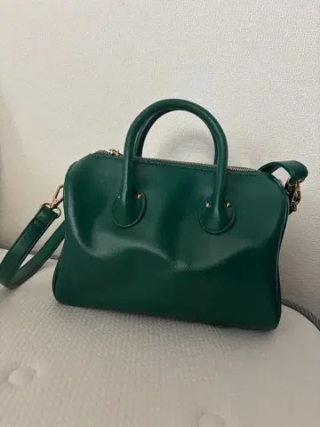 그린 컬러 인조 가죽 2way 백