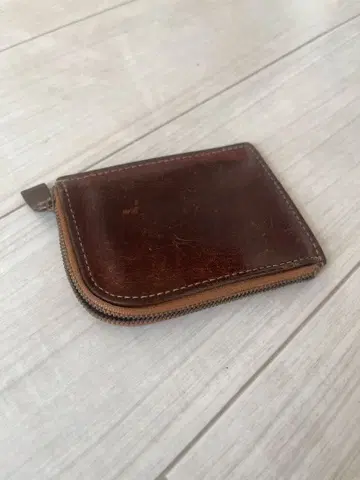 츠치야 가방 브라운 가죽 지퍼 미니 지갑