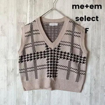 me+em select 체크 하운드투스 V넥 니트 베스트 F