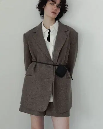 새상품 anuke 자켓 헤링본 울 자켓 36 베이지