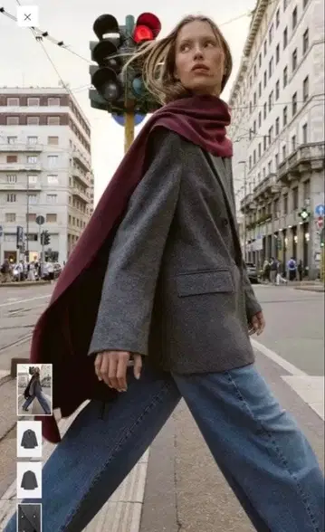 ZARA 울 더블 자켓 그레이 S 사이즈 시착만 한 상품