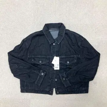 새상품 유니클로 데님 자켓 크롭 기장 다크 그레이 L 사이즈
