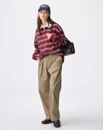 GU 치노 배럴 레그 턱 팬츠 L