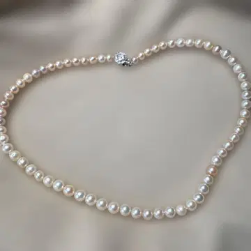 오렌지 담수 진주 6.5mm 목걸이 40cm