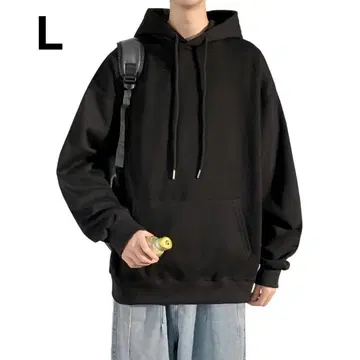 후드티 남성용 맨투맨 풀오버 긴팔 무지 저지 L 블랙