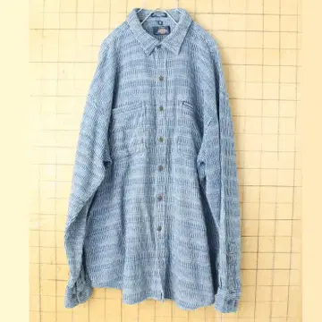 90s Dickies 디키즈 올 패턴 코튼 셔츠 블루 XL 긴팔 aw97