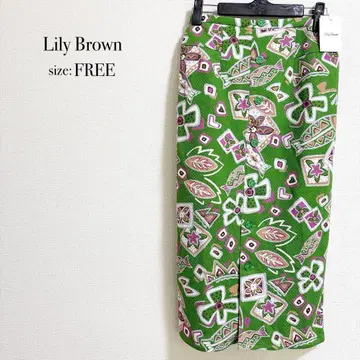 택 포함 미사용 Lily Brown 그린 꽃무늬 타이트 스커트