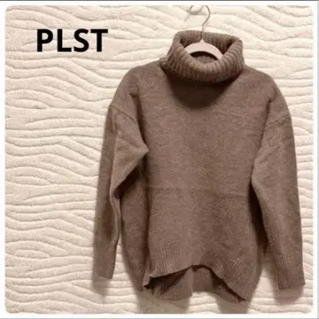 PLST 베이지 터틀넥 스웨터