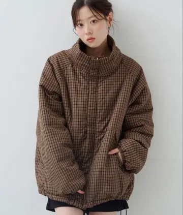 체크 충전솜 리버서블 아우터