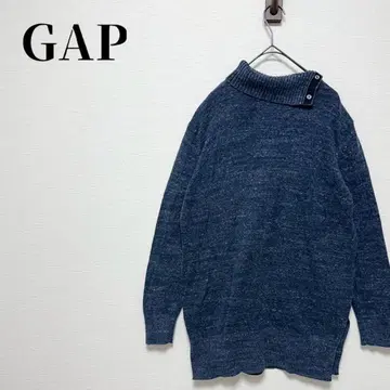 GAP 갭 스냅 버튼 니트 하이넥 면 혼방 사이즈 SS 네이비