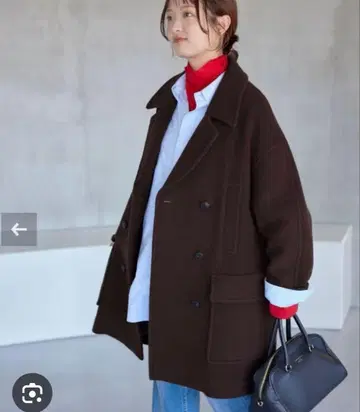 SLOBE IENA 멜톤 빅 P코트 38 브라운