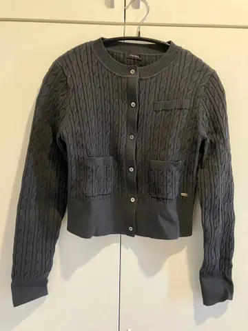 nuans 리틀 케이블 니트 가디건 그레이