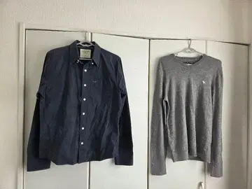 Abercrombie & Fitch 네이비 긴팔 셔츠 & 그레이 스웨터
