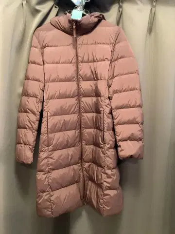 후드 부착 롱 기장 다운 자켓 L (팥색) 세피아