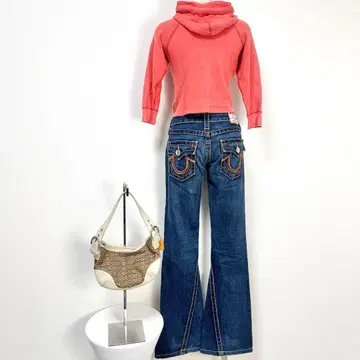 y2k 00s TRUE RELIGION 레인보우 로우라이즈 플레어 데님