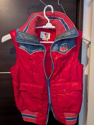 빨간색 나일론 자켓 베스트 US 엠블럼