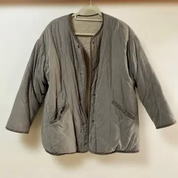 카키 플리스 보아 퀼팅 자켓 빈티지풍 아우터