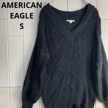 AMERICAN EAGLE 오버 사이즈 블랙 V넥 니트 S