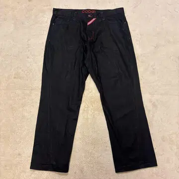 초레어 COOGI 블랙 배기 데님 빅 배기 빨간색 스티치 오버 사이즈