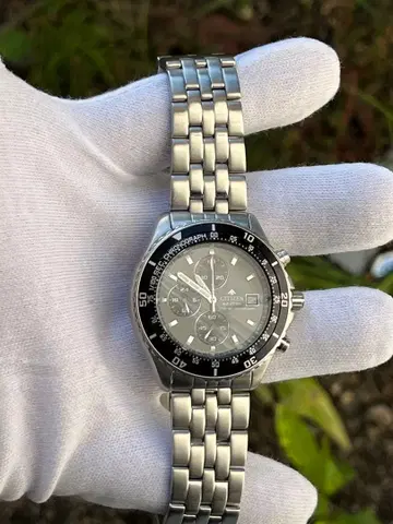 CITIZEN 크로노그래프 손목시계 실버/블랙