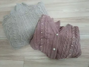 케이블 짜임 긴팔 니트 2종 세트