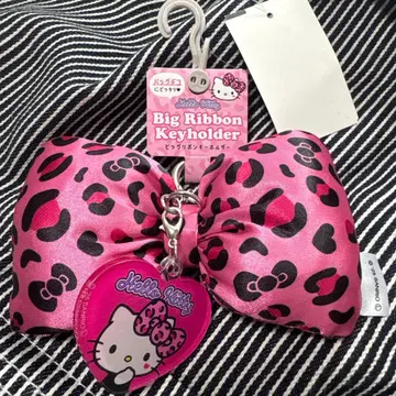 헬로키티 레오파드 무늬 리본 키링