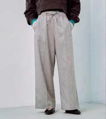 렙심 W 허리 스트라이프 이지 팬츠 그레이