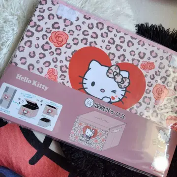 헬로키티 뚜껑 포함 수납 박스 [미사용 새상품] 레오파드 무늬 시마무라