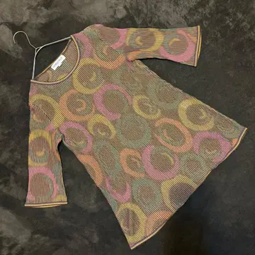 [조르주레쉬] 울 혼방 지오메트릭 패턴 긴팔 니트 (36) 핑크 그린